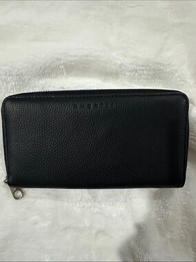 BUGATTI Black Zip-Around Pebbled Leather Wallet Designer Quality Classic NWOT